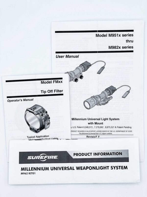 Military-Millennium-Universal-Weaponlight-System-with-Mount-0perqator-and-user-manuals Millennium Universal Weaponlight System User and Operator Manuals