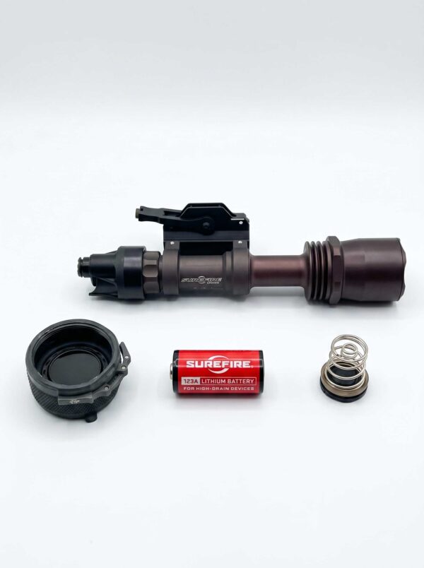 Military-Millennium-Universal-Weaponlight-System-with-Mount-parts-view SureFire M962 Kit01 Millennium Universal WeaponLight System with A.R.M.S. Throw-Lever Picatinny Mount