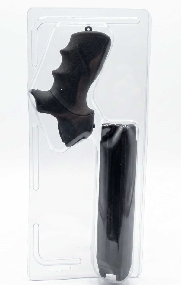 pistol grip and foregrip for Mossberg 500 shotgun back view